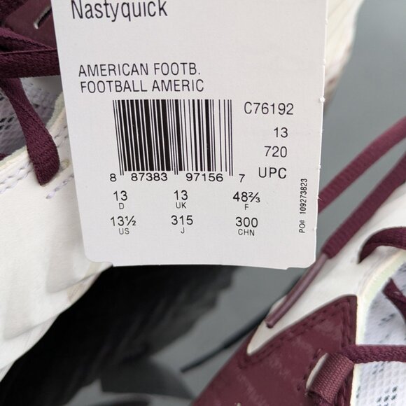 Adidas Nastyquick Burgundy and White Football Cleats - Picture 3 of 6